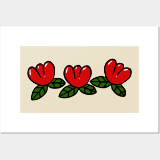 3 shiny tulips Posters and Art